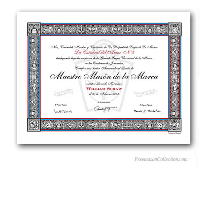 Diploma de Maestro Masón de la Marca