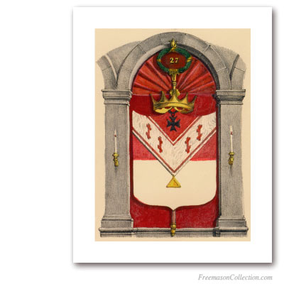 Coat of Arms of Knight Commander of The Temple. 1837. 27° Grado del Rito Escocés. Masonic Art