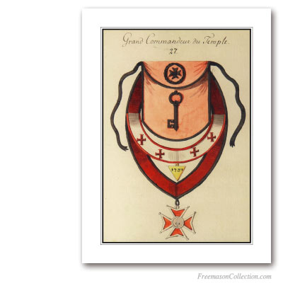 Regalia. Knight Commander of The Temple. Siglo XIX. 27° Degree. Rito Escocés. Masonic Art