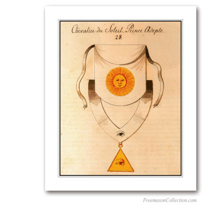 Regalia. Knight of the Sun. Siglo XIX. 28° Degree. Rito Escocés. Masonic Art