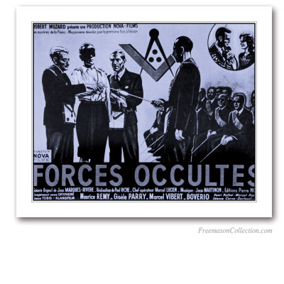 Forces Occultes. 1943.  Anti-masonic Movie poster. Vichy propaganda. Masonic Art