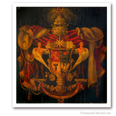 Coat of Arms of the Grand Lodge of Antients. Middle Siglo XVIII Superb representation from a painting on wood.