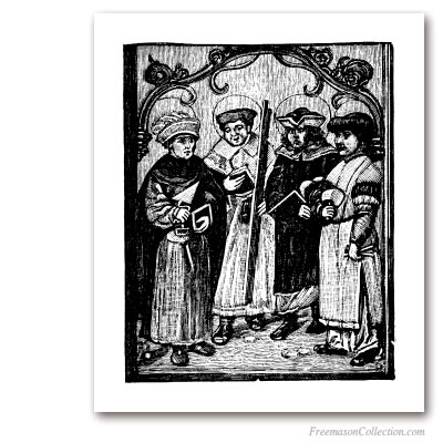 The Quatuor Coronati. Circa 1500. One of the oldest legends of Masonry . Masonic Art