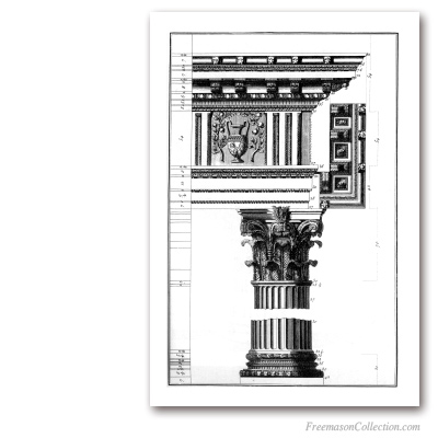 Corinthian Column. Encyclopédie Diderot & d'Alembert, 1751-1777. Masonic Art