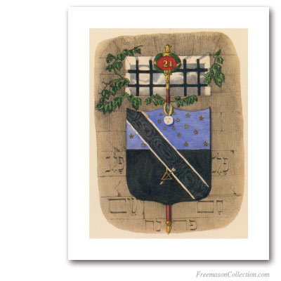 Coat of Arms of Noachite or Prussian Knight. 1837. 21° Grado del Rito Escocés. Masonic Art