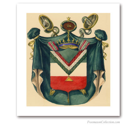Coat of Arms of Prince of Mercy. 1837. 26° Grado del Rito Escocés. Masonic Art