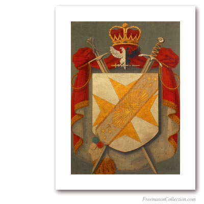  Armorial of Inspecteur General . Circa 1930. 33° Rito Escocés Degree. Rito Escocés. Masonic Art