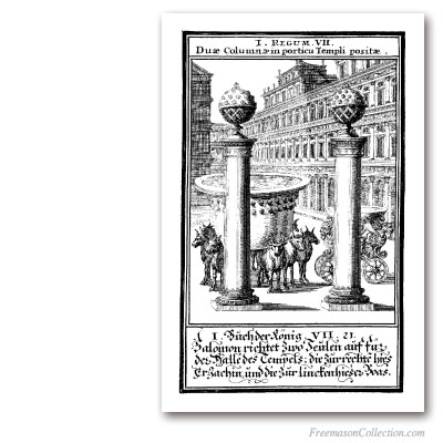 Pillars of the Temple of Solomon . Christoph Weigel, 1695. Arte Masónico