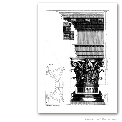 Corinthian Capital. Rochefort. XVIIIth Century Corinthian Order. Masonic Column. Masonic Art