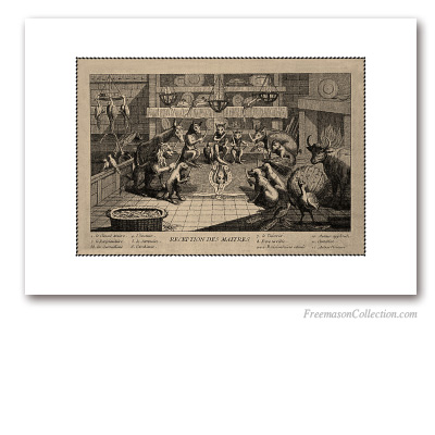 Masonic Animals. Reception of masters. 1770. Masonic Satire. Masonic Art