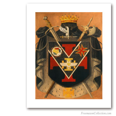 Armorial of Prince of the Royal Secret. Circa 1930. 32° Rito Escocés Degree. Rito Escocés. Masonic Art