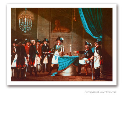 Initiation of the Margrave Frederic Von Bayreuth by King Frederic II of Prussia. Pinturas Masónicas