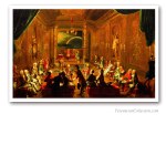 A Lodge Meeting in Vienna ? Mozart Freemason. 1786 Edición sobre Lienzo de Artista. Masonería
