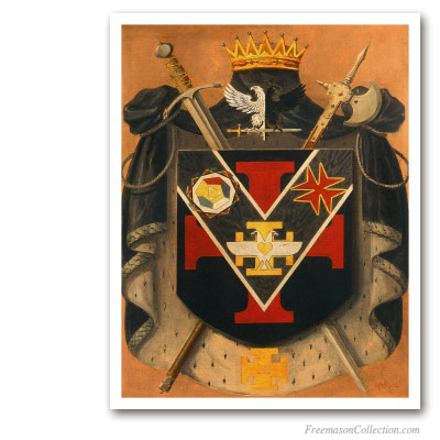 Prince of The Royal Secret Symbolic Coat of Arms. Circa 1930. 32thDegree Crest. Rito Escocés. Pinturas Masónicas